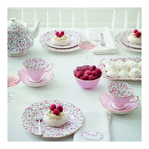  Royal Albert Rose Confetti 3-Piece Set (Teacup, Saucer & Plate 8