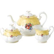 Royal Albert 100 Years 1990 3-Piece (Teapot, Sugar & Creamer) Tea Set, Bouquet