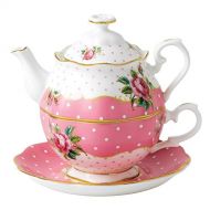 Royal Albert New Country Roses Vintage Single Serving Teapot, Cheeky Pink