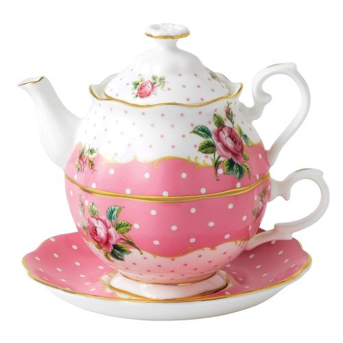  Royal Albert New Country Roses Vintage Single Serving Teapot, Cheeky Pink