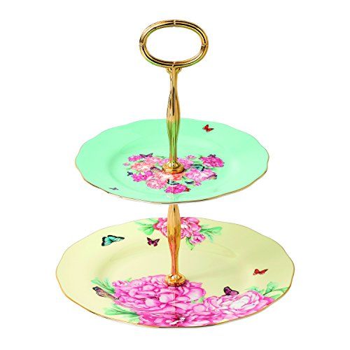  Royal Albert 40025889 2 Tier Blessings & Joy Mixed Patterns Cake Stand, Multicolor