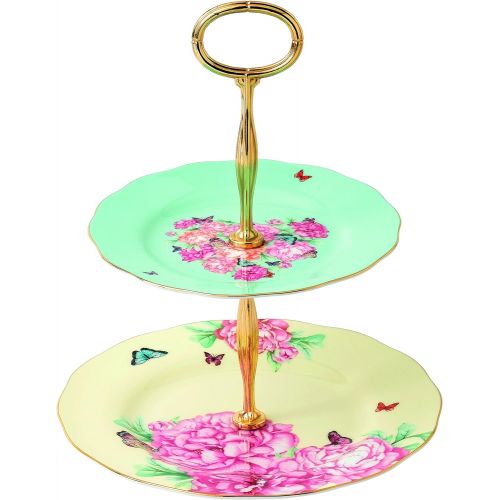  Royal Albert 40025889 2 Tier Blessings & Joy Mixed Patterns Cake Stand, Multicolor