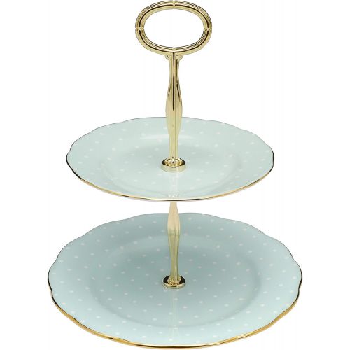  Royal Albert Two-Tier Cake Stand-Polka Turquoise