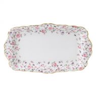 Royal Albert ROSCON26137 Rose Confetti Vintage Formal Rectangular Serving Tray, White