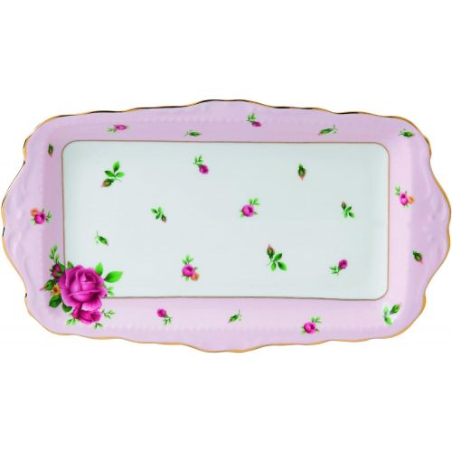  [아마존베스트]Royal Albert NCRPNK26137 New Country Roses Formal Vintage Rectangular Serving Tray, White