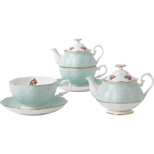  Royal Albert New Country Roses Polka Rose Tea Set, 3-Piece