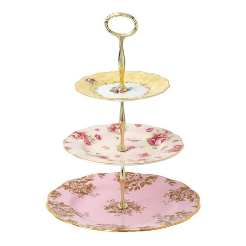  Royal Albert 100 Years 3 Tier Cake Stand - Bouquet, Rose Blush & Golden Rose