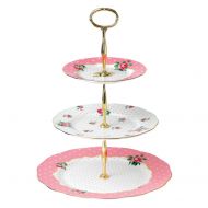 Royal Albert 8763026584 New Country Roses Vintage 3-Tier Cake Stand, Cheeky Pink