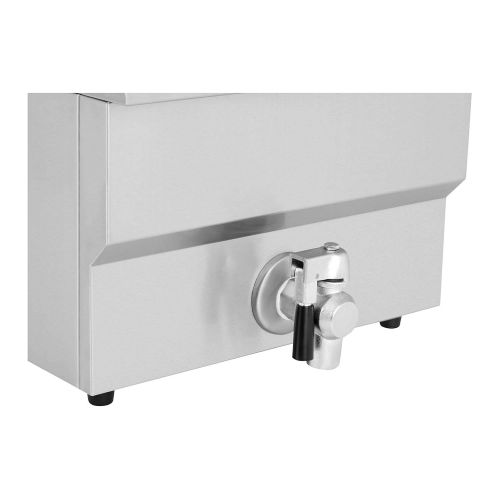  Royal Catering Friteuse Fritteuse (16 L, 6000 W, 400 V, Thermostat 60200 °C, 52 x 37 x 34 cm, Ablasshahn, Edelstahl, inkl. Korb und Deckel)