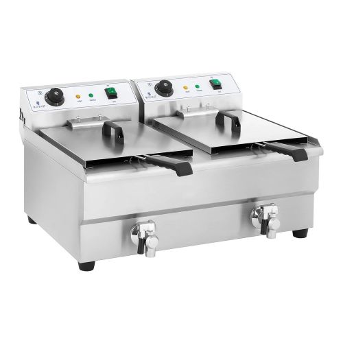  Royal Catering Fryer Stainless Steel 2Litre Rcef 16DH (2x 16Litre Stainless Steel, 2x 3600Watt Thermostat, 2X DRAIN TAP)