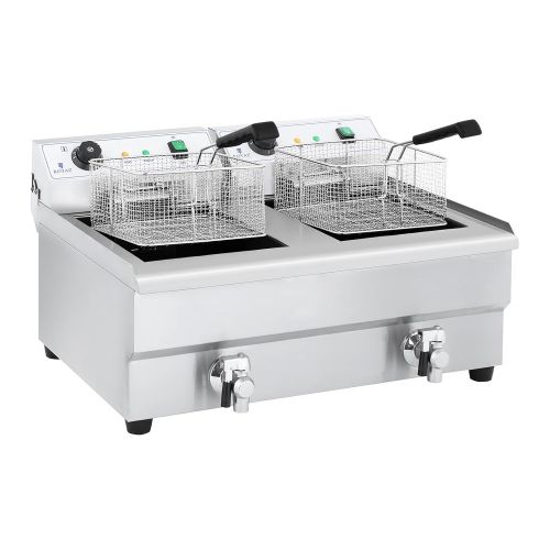  Royal Catering Fryer Stainless Steel 2Litre Rcef 16DH (2x 16Litre Stainless Steel, 2x 3600Watt Thermostat, 2X DRAIN TAP)