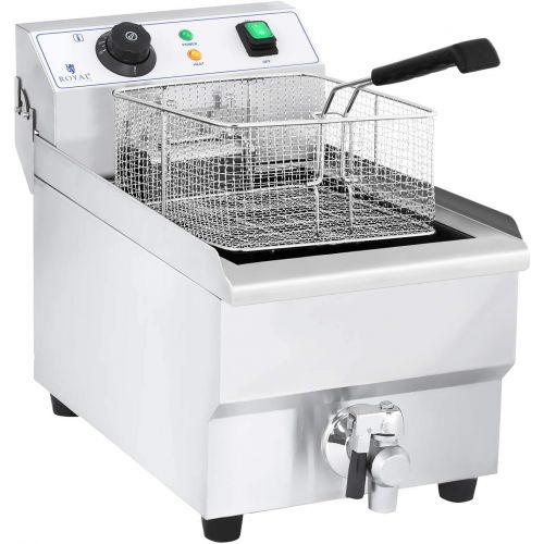  Royal Catering Fritteuse Edelstahl Elektro-Fritteuse RCEF 10EH-1 (10 Liter, Leistung 3.000 Watt, Thermostat, Ablasshahn, Edelstahl)