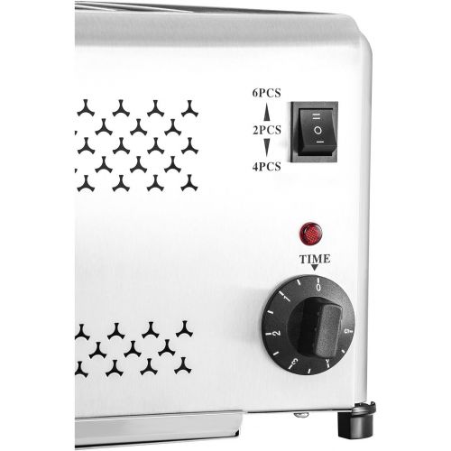  Royal Catering - Gastro Toaster Roester (6 Schlitze, 2.500 W, getrennte Schachtheizung, Kruemelschublade, Edelstahl) Silber