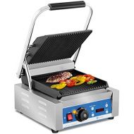 Royal Catering Kontaktgrill Elektrogrill Pannini Grill (1.800 W, 55300 °C, geriffelt, Timer 15 min, Abtropfschale, 36,2 x 31,3 x 20,1 cm, Gusseisen emailiert)