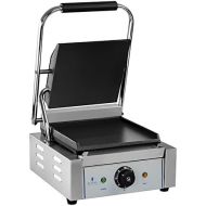 Royal Catering RCKG-1800-F Kontaktgrill Elektrogrill Sandwich Maker Panini Grill (Glatt, 1.800W, 300°C, Gusseisen emailliert, Edelstahl, 23,5 x 22,5cm)