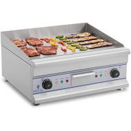 Elektrogrill Tischgrill Grillplatte Gastrogrill Edelstahl (2 x 3200 W, Glatt, Spritzschutz, Ablaufvorrichtung, bis 300 °C, 60 x 52 x 28 cm) Royal Catering