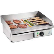 Royal Catering Grillplatte Gusseisen Plancha Elektrogrill Tischgrill RCEG-55 (3000 W, 55x35 cm, 30-300°C, glatt, Gehause aus Edelstahl) Silber