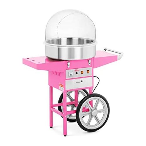  Royal Catering RCZC-1200E Zuckerwattemaschine Cotton Candy Machine mit Wagen und Spuckschutz (Ø 52 cm, 1.200 W, 1 Einheit / 60 s, inkl. Zubehoer) Pink