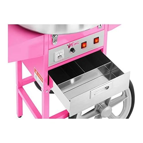  Royal Catering RCZC-1200E Zuckerwattemaschine Cotton Candy Machine mit Wagen und Spuckschutz (Ø 52 cm, 1.200 W, 1 Einheit / 60 s, inkl. Zubehoer) Pink