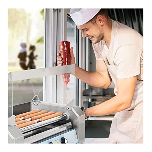  Royal Catering Hot Dog Grill Hot Dog Maschine Hot Dog Maker (5 Rollen, Platz fuer 8 Wuerstchen, 1.000 W, 2 Heizzonen, Edelstahl) silber