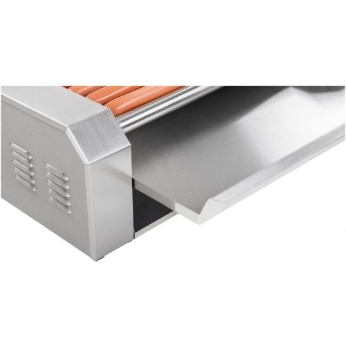  Royal Catering Hot Dog Grill Hot Dog Maschine Hot Dog Maker (5 Rollen, Platz fuer 8 Wuerstchen, 1.000 W, 2 Heizzonen, Edelstahl) silber