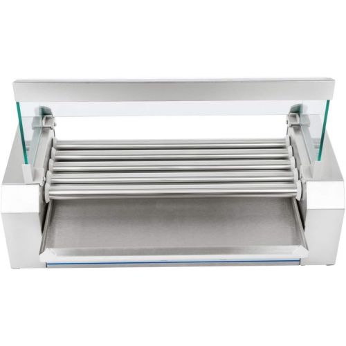  Royal Catering Hot Dog Grill Hot Dog Maschine Hot Dog Maker (5 Rollen, Platz fuer 8 Wuerstchen, 1.000 W, 2 Heizzonen, Edelstahl) silber