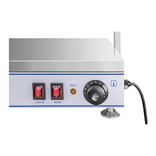  Royal Catering RCHP-70 Warmhalteplatte Heizplatte (1.100 Watt, 70 x 50 cm, 2 Halogenlampen, Edelstahl, Temperaturbereich bis 110 °C) Bain Marie Speisenwarmer Suppenstation Warmethe