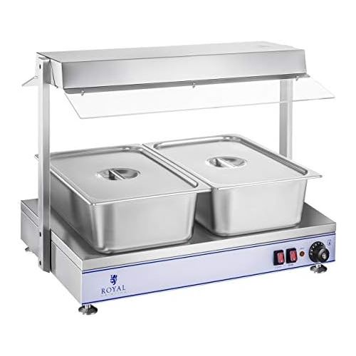  Royal Catering RCHP-70 Warmhalteplatte Heizplatte (1.100 Watt, 70 x 50 cm, 2 Halogenlampen, Edelstahl, Temperaturbereich bis 110 °C) Bain Marie Speisenwarmer Suppenstation Warmethe