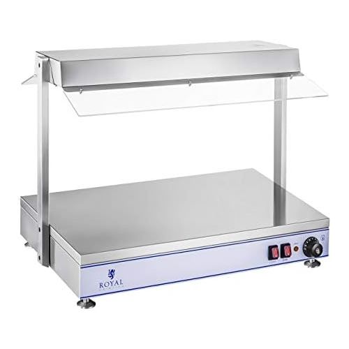  Royal Catering RCHP-70 Warmhalteplatte Heizplatte (1.100 Watt, 70 x 50 cm, 2 Halogenlampen, Edelstahl, Temperaturbereich bis 110 °C) Bain Marie Speisenwarmer Suppenstation Warmethe