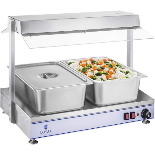  Royal Catering RCHP-70 Warmhalteplatte Heizplatte (1.100 Watt, 70 x 50 cm, 2 Halogenlampen, Edelstahl, Temperaturbereich bis 110 °C) Bain Marie Speisenwarmer Suppenstation Warmethe