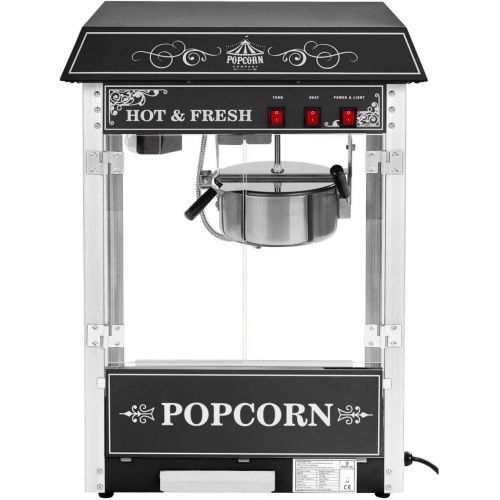  Royal Catering RCPS-16.2 Popcornmaschine Popcorn Maker Popcorn Bereiter Retro Vintage Design Schwarz