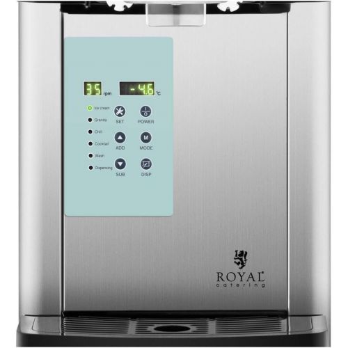 Royal Catering Slush-Eis-Maschine Softeis Maker RCSL 1/6ICE (6 L, 600 W, 20-10 °C, modernes Kontrolldisplay, BPA-frei, 6 Funktionen, LED-Kontrolldisplay)