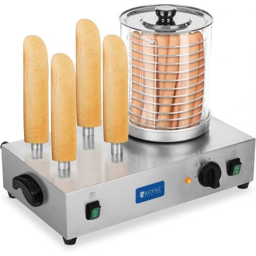  Royal Catering - Hot Dog Maker Hot Dog Gerat Glaszylinder (Ø20 cm, 24 cm Zylinderhoehe, hitzebestandig, spuelmaschinengeeignet) Transparent