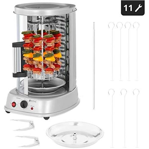  [아마존베스트]Royal Catering RCGV-1400 Vertical Doner Kebab Grill Hanging Grill (21 L, 4-in-1, Power: 1500 W, Up to 120 °C, Timer up to 60 min)