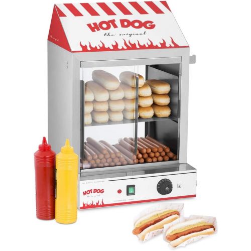  [아마존베스트]Royal Catering Hot Dog Steamer / Sausage Warmer RCHW 2000 (Capacity: 200 sausages, 50 rolls, Power: 2,000 W, Stainless Steel, Temperature Range: 30 - 110 °C, Drain Valve