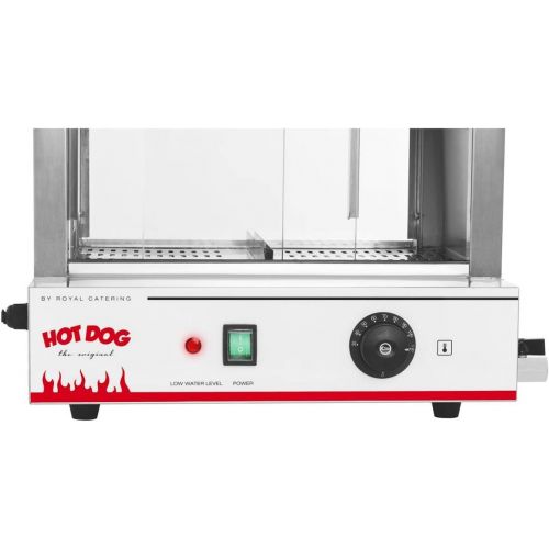  [아마존베스트]Royal Catering Hot Dog Steamer / Sausage Warmer RCHW 2000 (Capacity: 200 sausages, 50 rolls, Power: 2,000 W, Stainless Steel, Temperature Range: 30 - 110 °C, Drain Valve