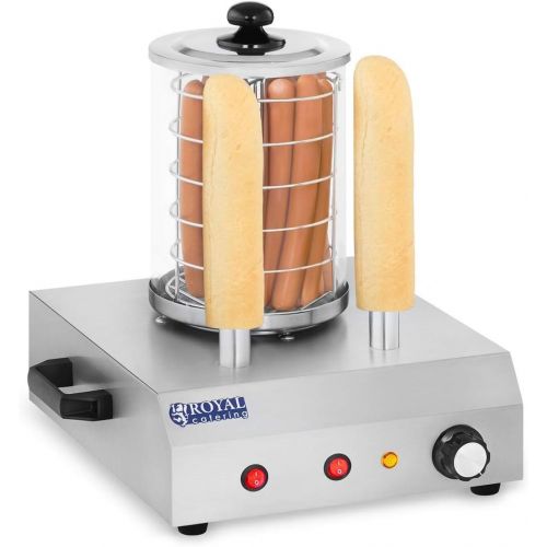  [아마존베스트]Royal Catering Hot Dog Hot Dog Maker 2x Skewers Rchw 350(422W max. 30Sausages, 2Pins, Down To 97°C, Stainless Steel, Glass)