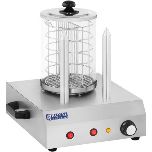  [아마존베스트]Royal Catering Hot Dog Hot Dog Maker 2x Skewers Rchw 350(422W max. 30Sausages, 2Pins, Down To 97°C, Stainless Steel, Glass)