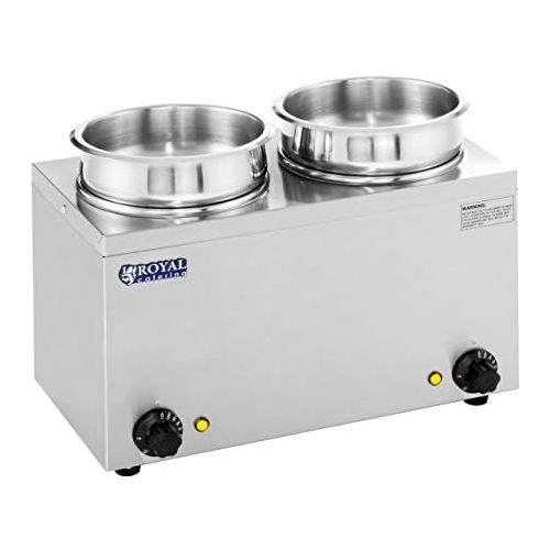  [아마존베스트]Royal CateringRCBM/4R Bain Marie Soup Station Hotpot with Drain Tap Chafing Dish (2x 2.75Litre storage bin with lid 110°C, 2x 150W + 2)