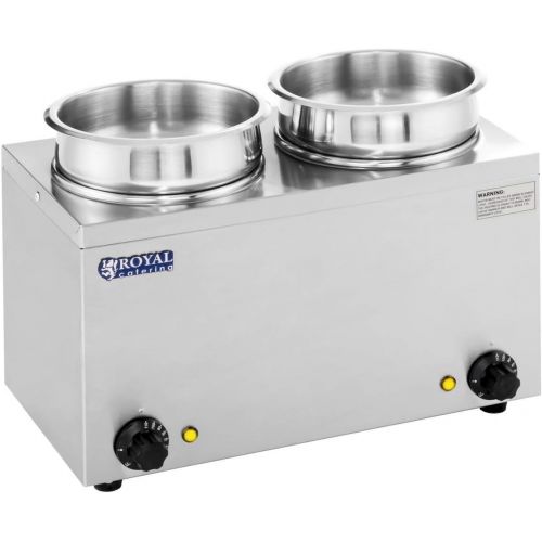  [아마존베스트]Royal CateringRCBM/4R Bain Marie Soup Station Hotpot with Drain Tap Chafing Dish (2x 2.75Litre storage bin with lid 110°C, 2x 150W + 2)