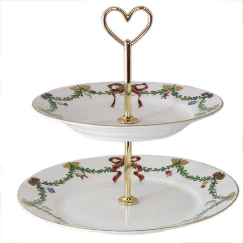  로얄코펜하겐Royal Copenhagen 1017446 Star Fluted/Xmas Cake Stand, Porcelain, Multi-Colour