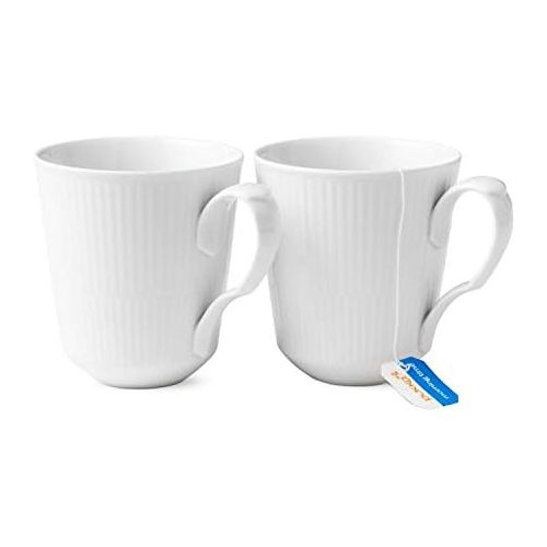  로얄코펜하겐Royal Copenhagen White Ribbed Mug 0,38 l Set of 2