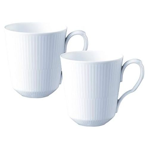  로얄코펜하겐Royal Copenhagen White Ribbed Mug 0,38 l Set of 2