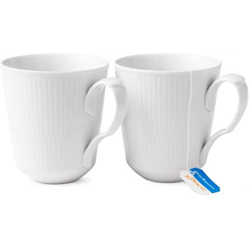  로얄코펜하겐Royal Copenhagen White Ribbed Mug 0,38 l Set of 2