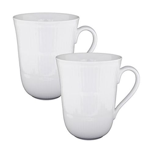  로얄코펜하겐Royal Copenhagen White Ribbed mugs 33 cl, 2 Pieces