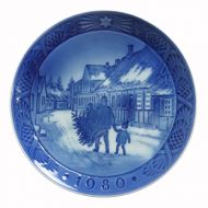 Royal Copenhagen with a Parallel Imports Years Plate 1980 Christmas Tree to House