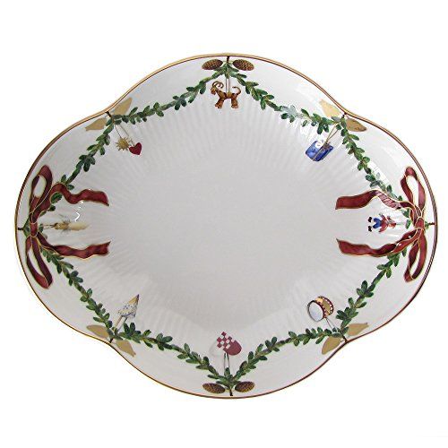  Royal Copenhagen Star Fluted/Xmas Side Dish Oval Asiette Porcelain, Multi Colour