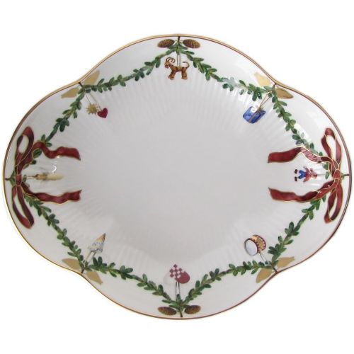  Royal Copenhagen Star Fluted/Xmas Side Dish Oval Asiette Porcelain, Multi Colour