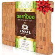 Thick End Grain Cutting Board - Butcher Block for Kitchen with Juice Groove and Handles by Royal Craft Wood