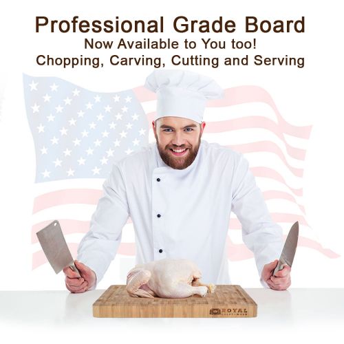  Thick End Grain Cutting Board - Butcher Block for Kitchen with Juice Groove and Handles by Royal Craft Wood